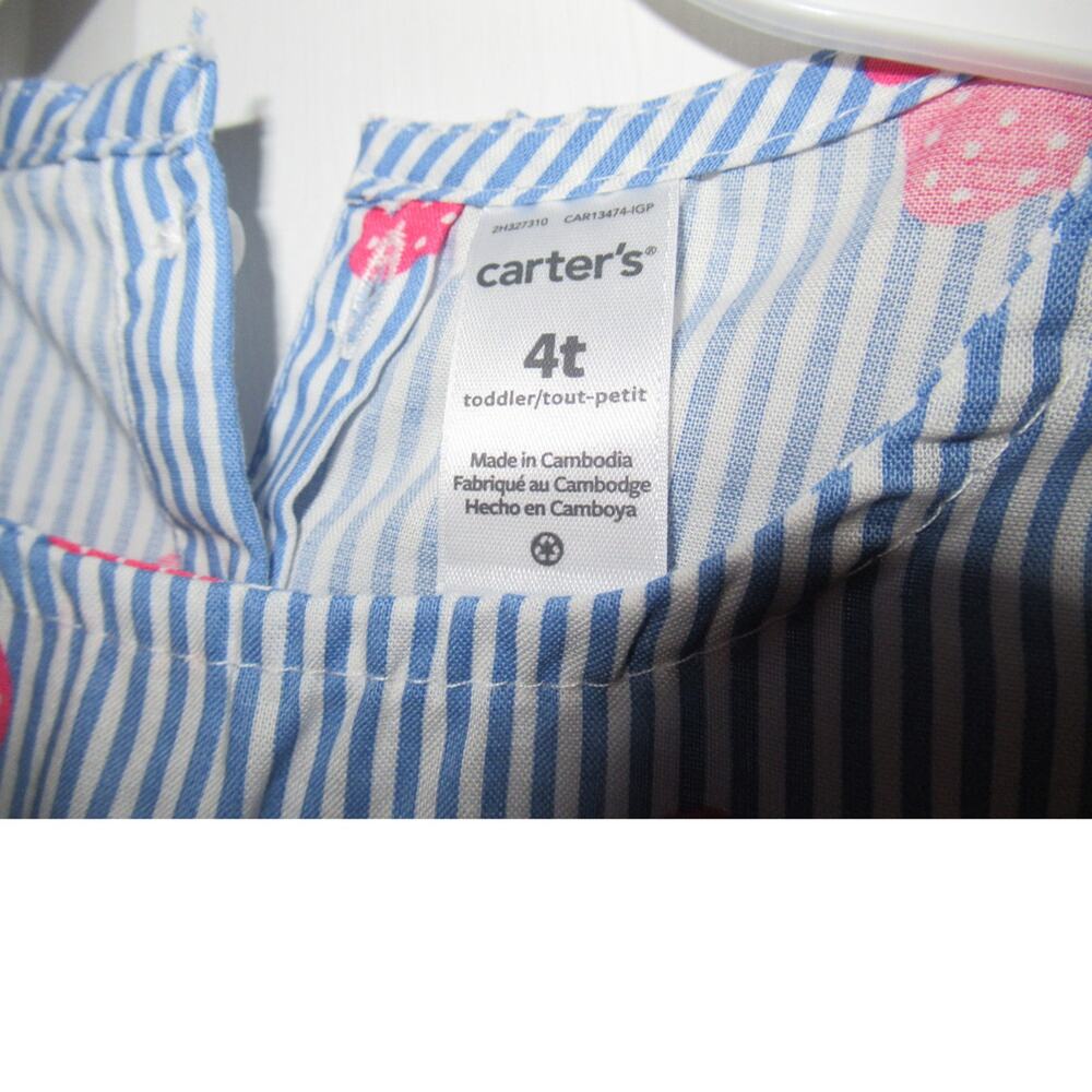 NWT Carters blue and white stripe strawberry shirt - Picture 3 of 3